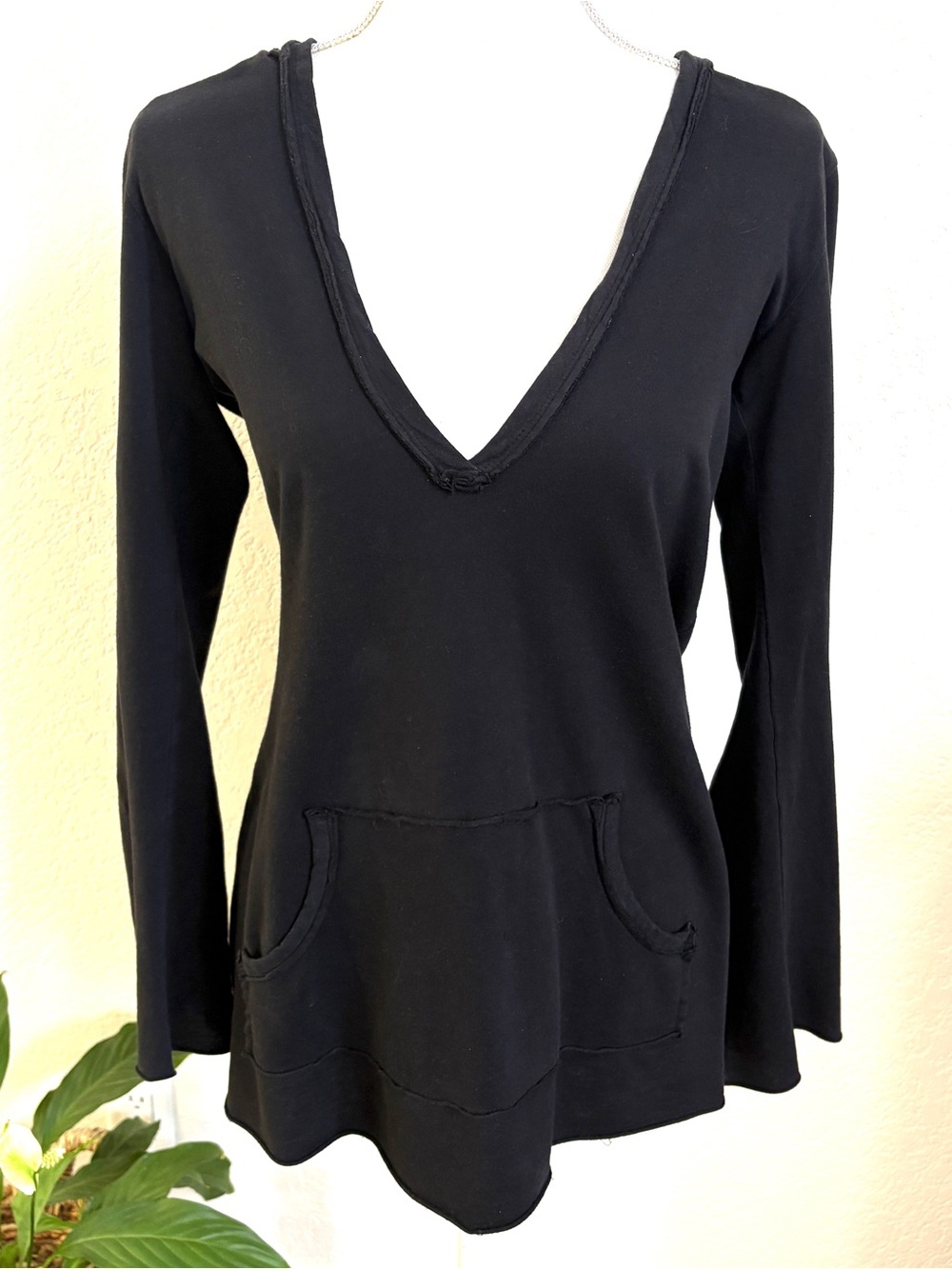 Beautiful People Black V-Neck Long Sleeve Women's Top S